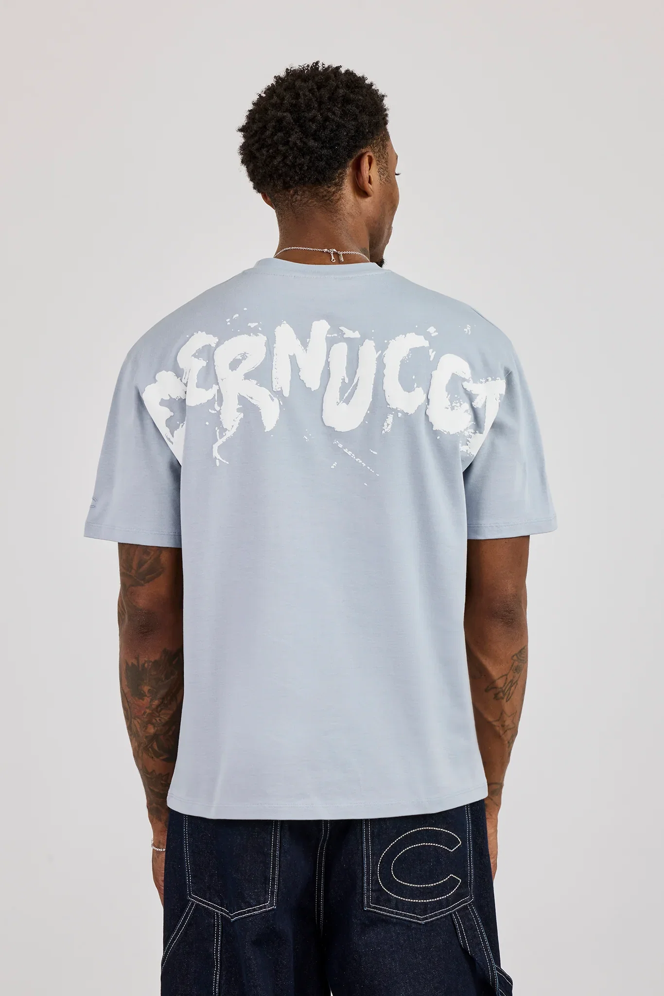 Image of Regular Back Puff Print T-Shirt - Blue