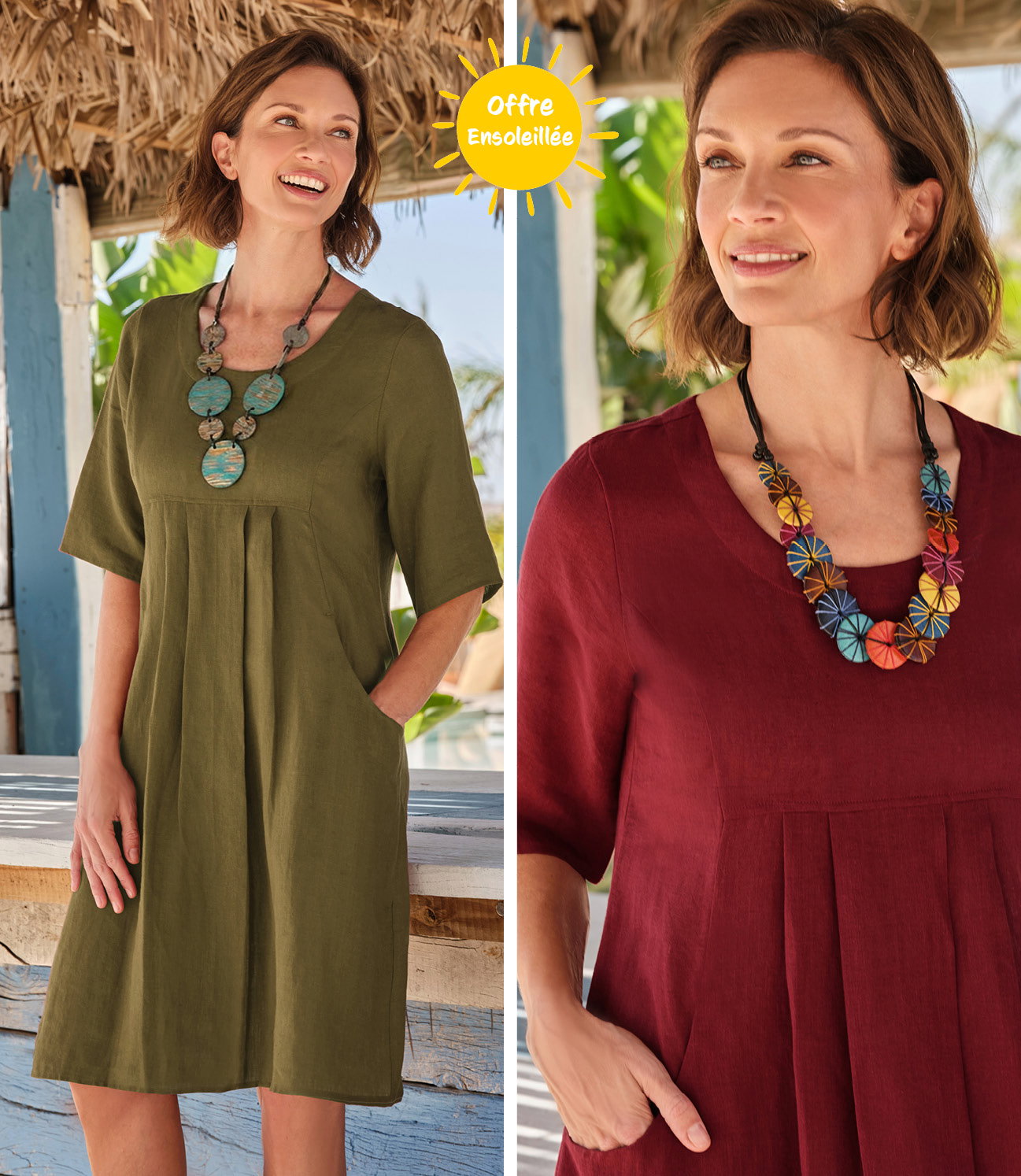Robe-Tunique à poches - Femme - Pur Lin