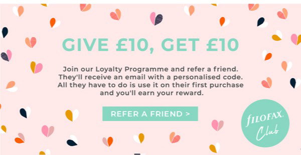 Filofax Club: Give £10, get £10. Join our Loyalty Programme and refer a friend.