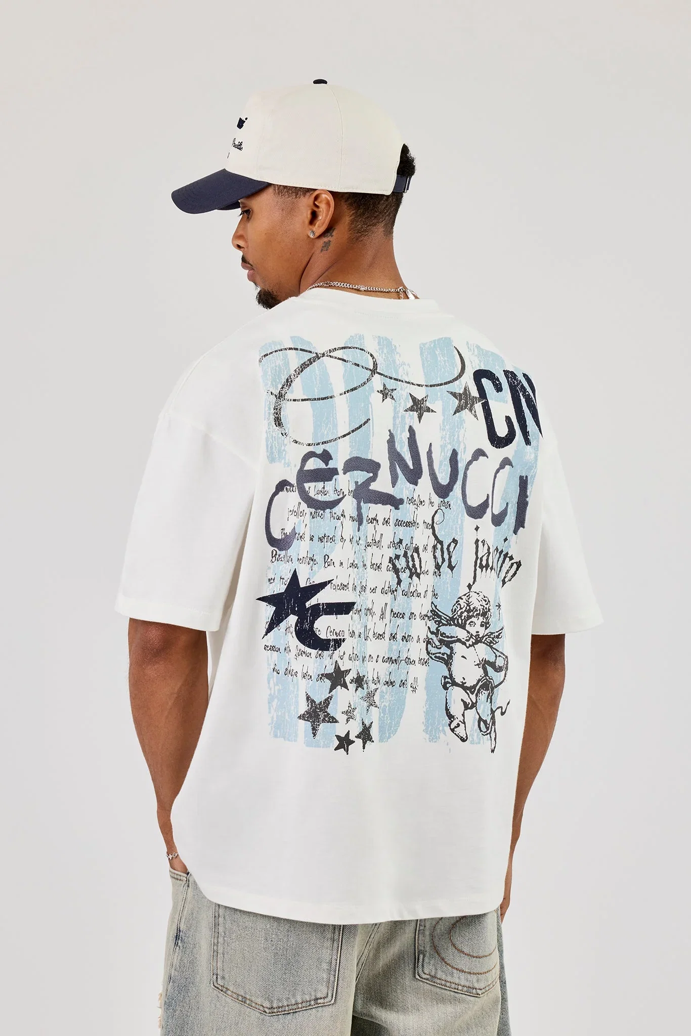 Image of Cherub Chain Stitch Oversized T-Shirt - Off White