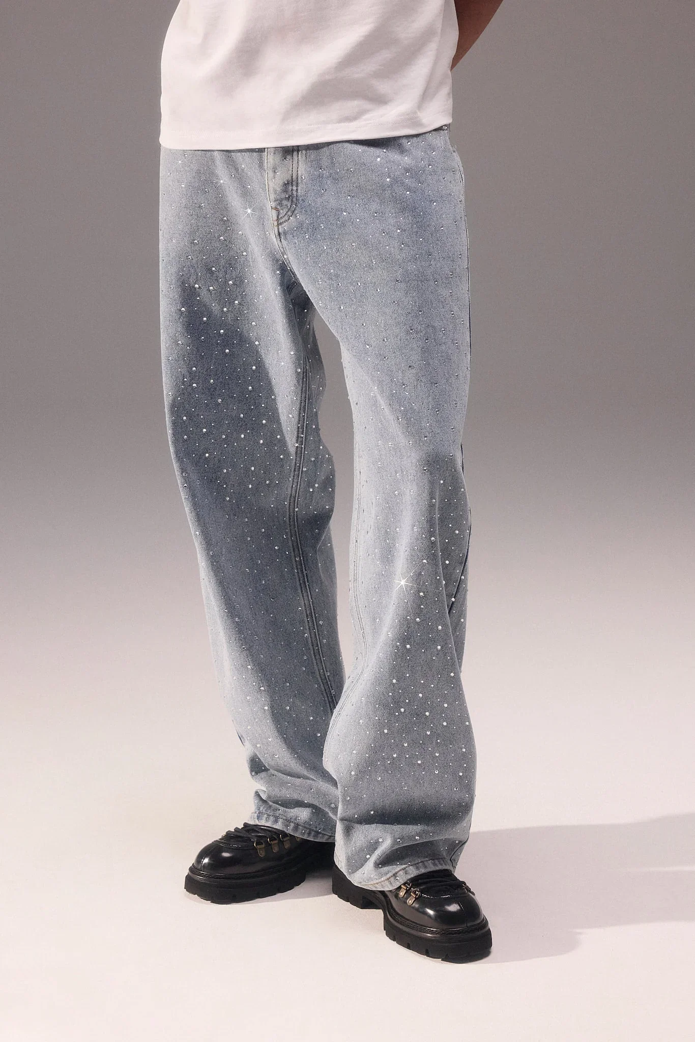 Image of Baggy Fit Rhinestone Jean - Antique Wash