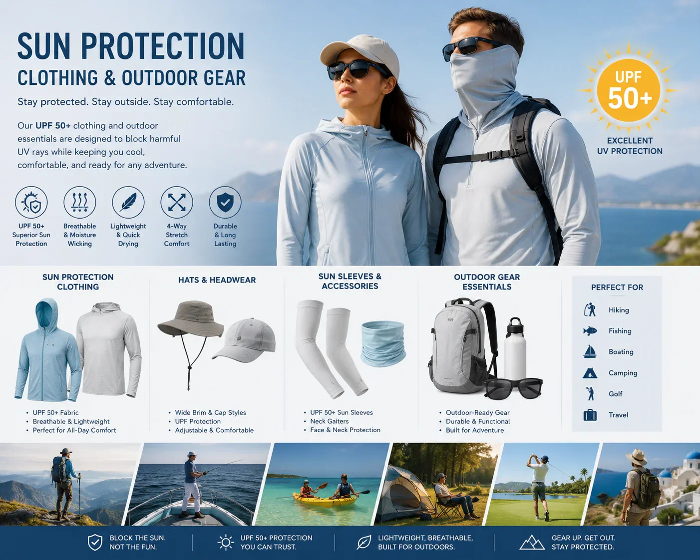 Sun protection clothing and outdoor gear