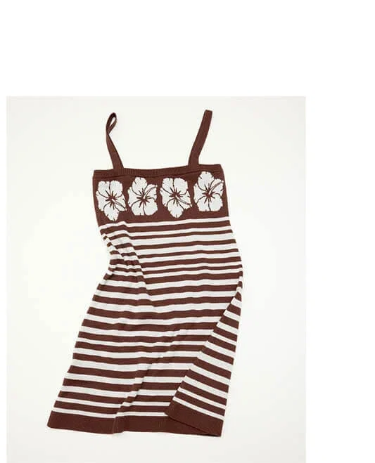 Jacquard dress with stripes and floral printed