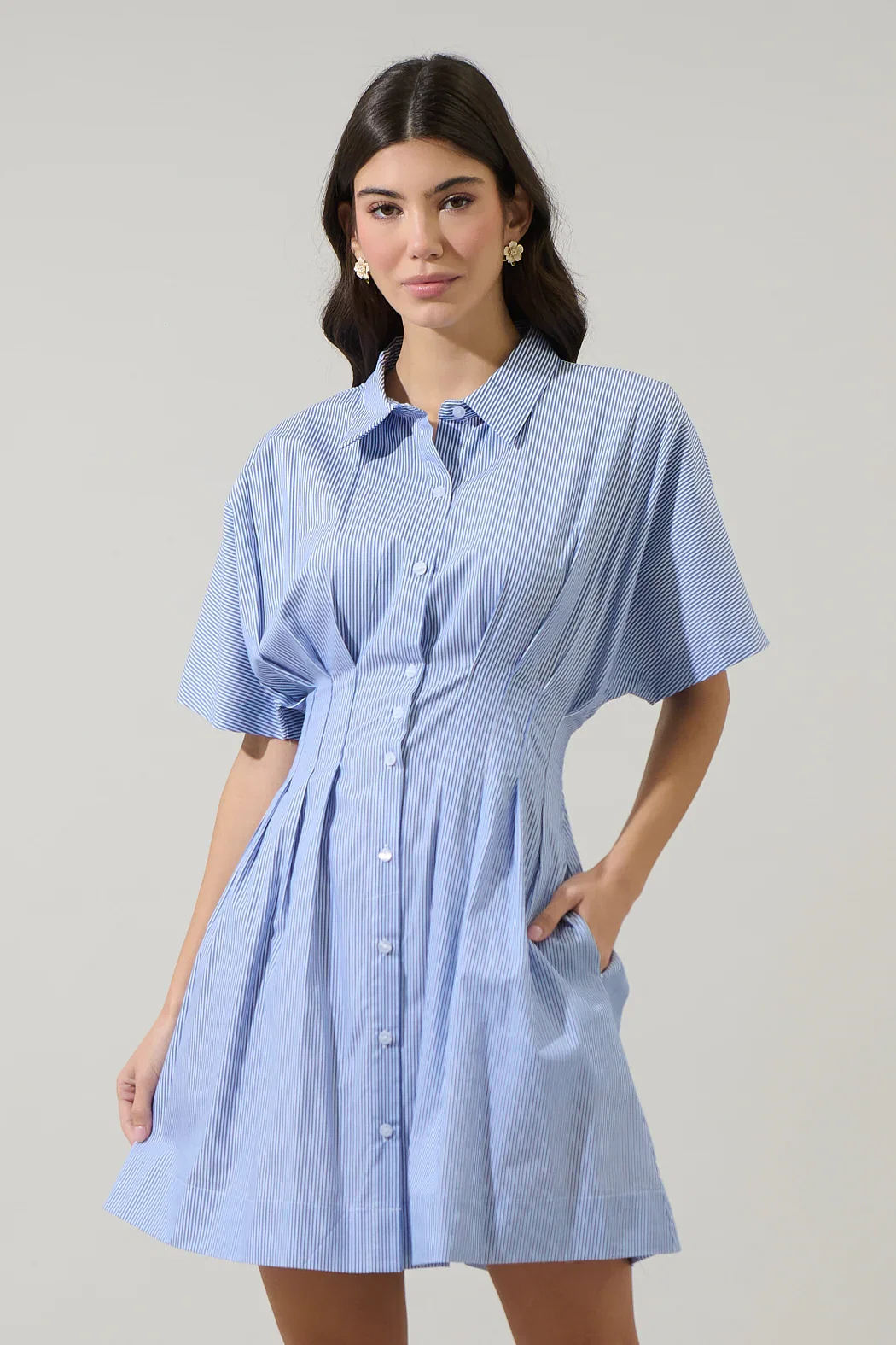 Image of Fannie Striped Kristy Collared Mini Dress