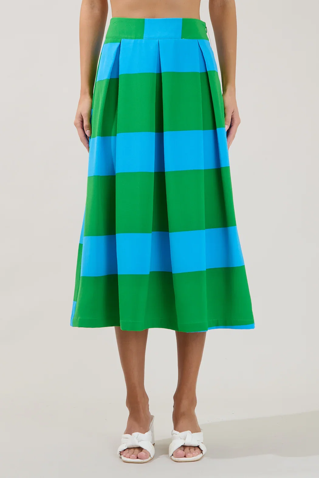 Image of Lolli Stripe Pleated Midi Skirt