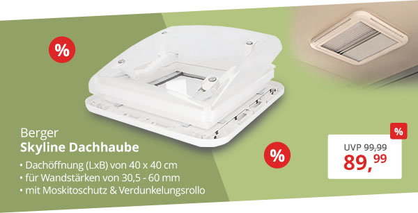 Berger Skyline Dachhaube mit Moskitoschutz & Verdunkelungsrollo 40 x 40 cm