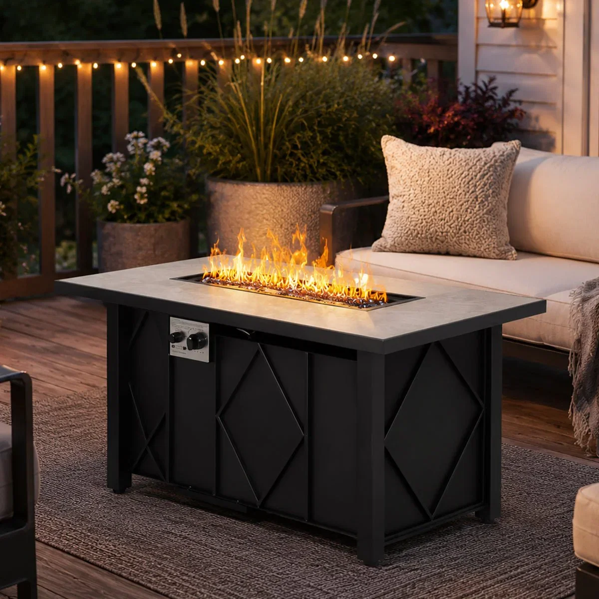 Image of Modern 43-Inch Fire Pit Table Outdoor Gas Fire Pit