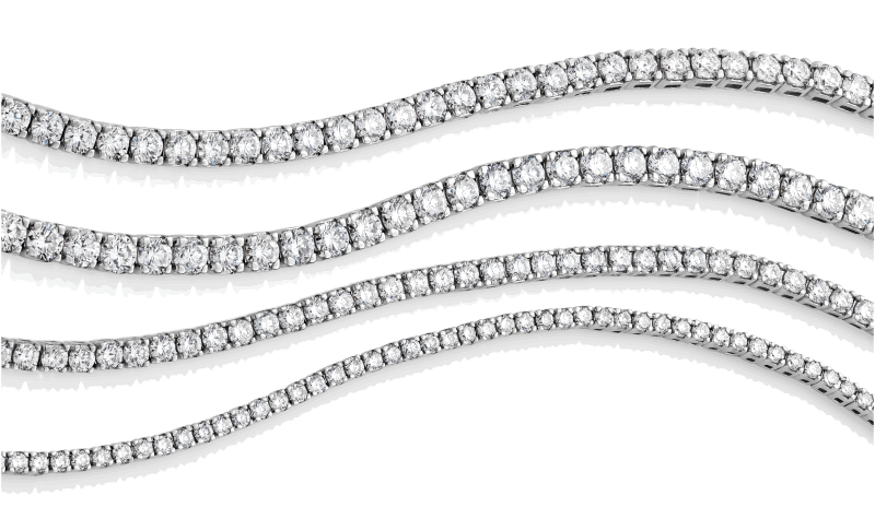 White gold diamond tennis bracelets with round-cut stones