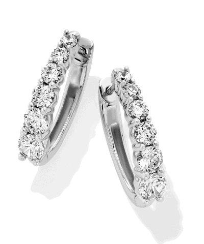 White gold diamond hoop earrings.