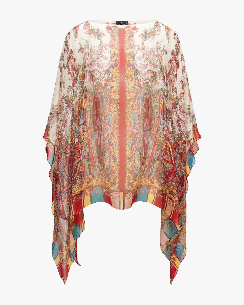 Poncho aus Seide