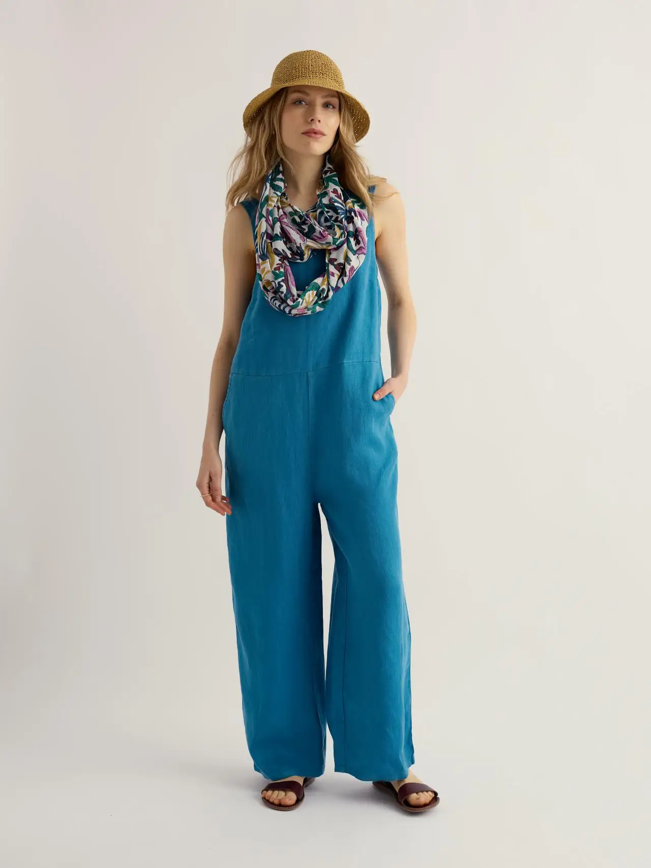 Salt Air Wide Leg Linen Jumpsuit