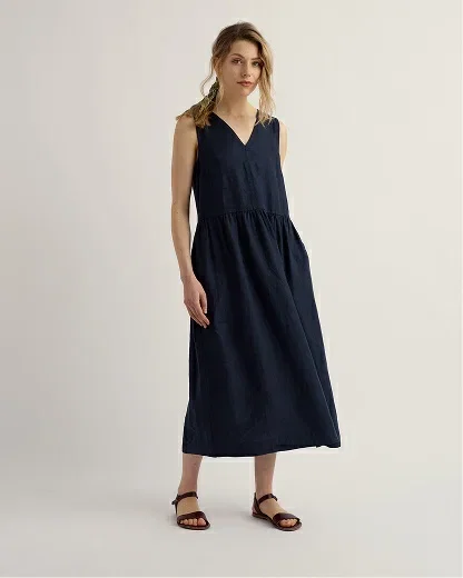 Lowland Heather Sleeveless Linen Dress