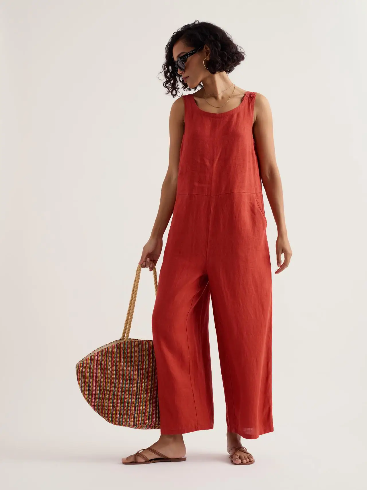 Salt Air Wide Leg Linen Jumpsuit