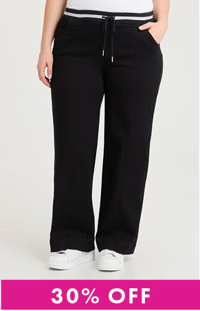 Jacquard Band Wide Leg Jean
