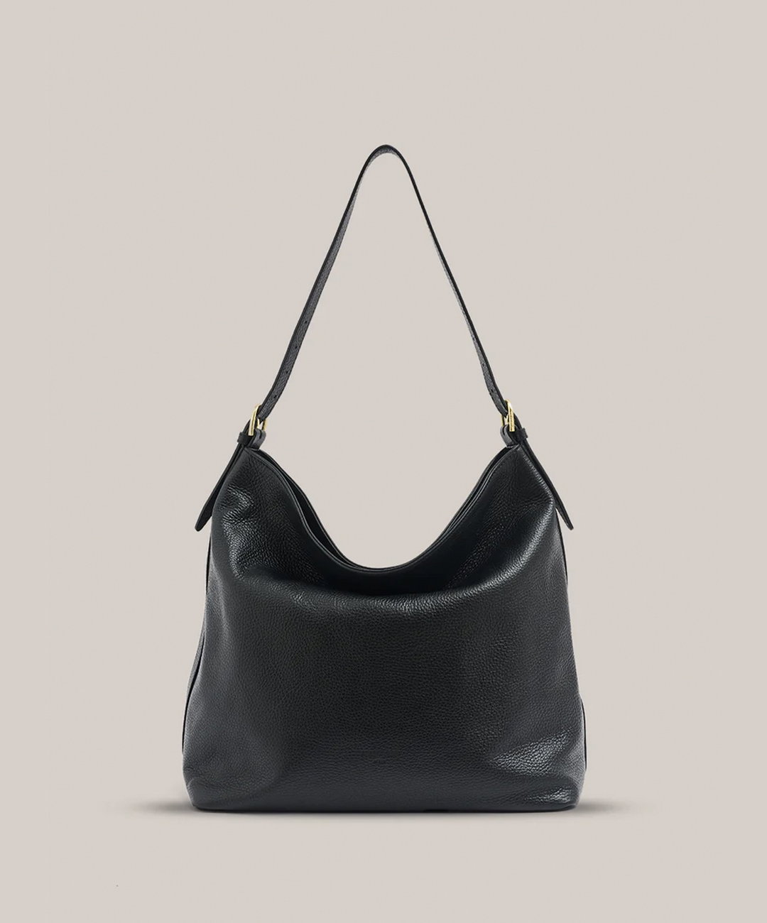 Serena Black Leather Hobo Bag