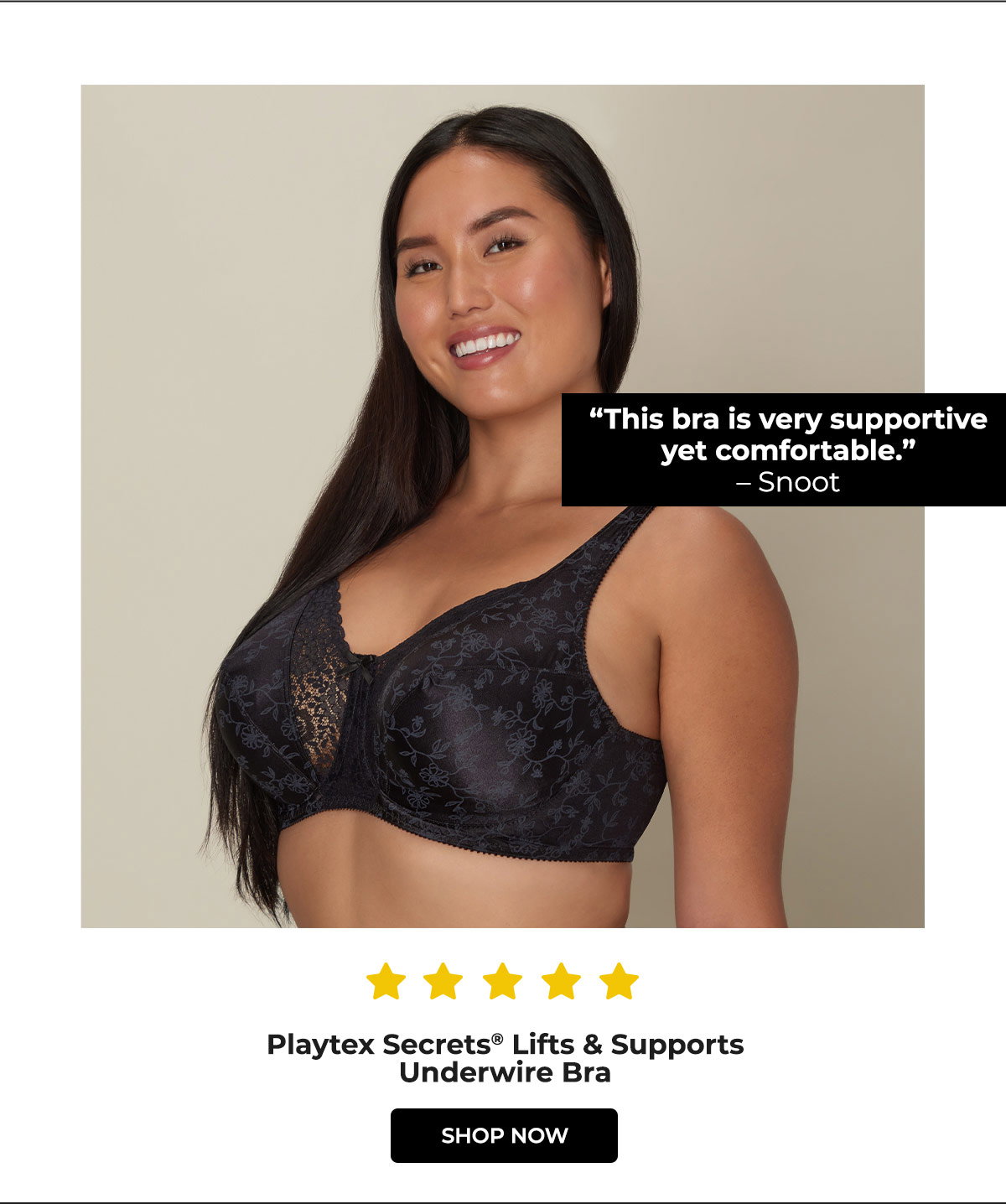 Playtex Secrets Lifts & Supports Underwire Bra