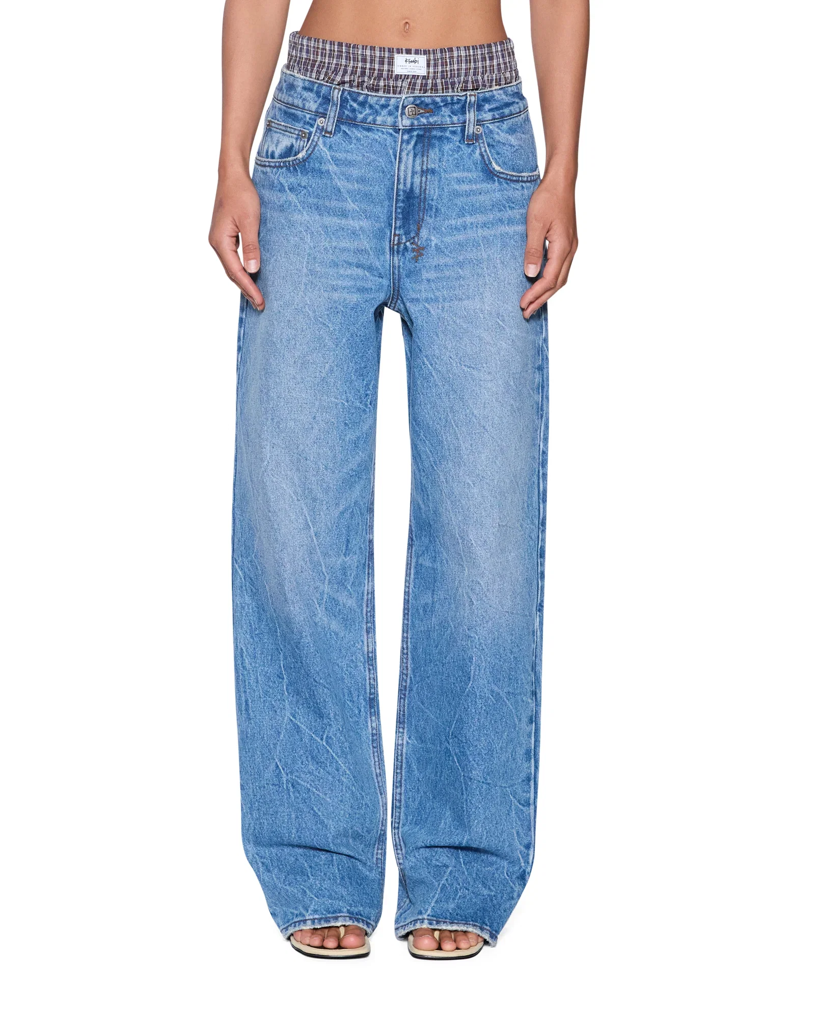 Image of LOW RIDER JEAN LIBERTY BLUE PLAID