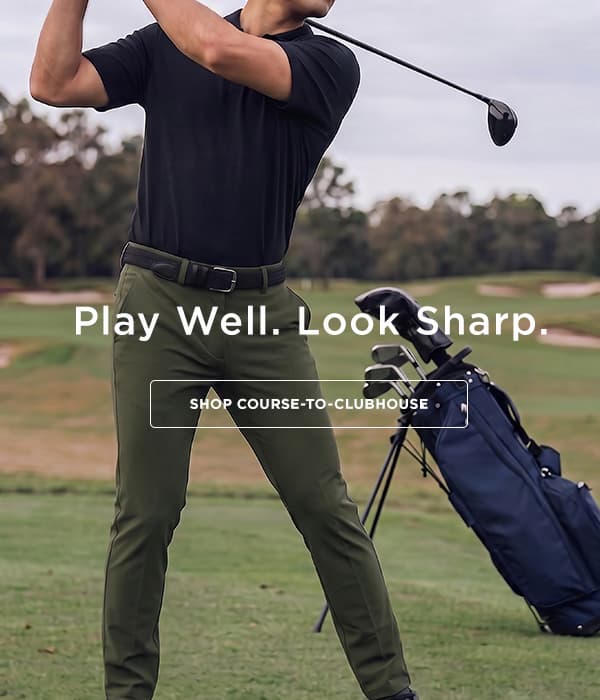 Man golfs in Haggar Sport pants