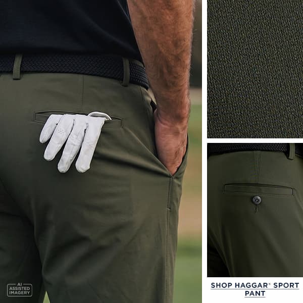 Man poses in a Haggar Sport pants