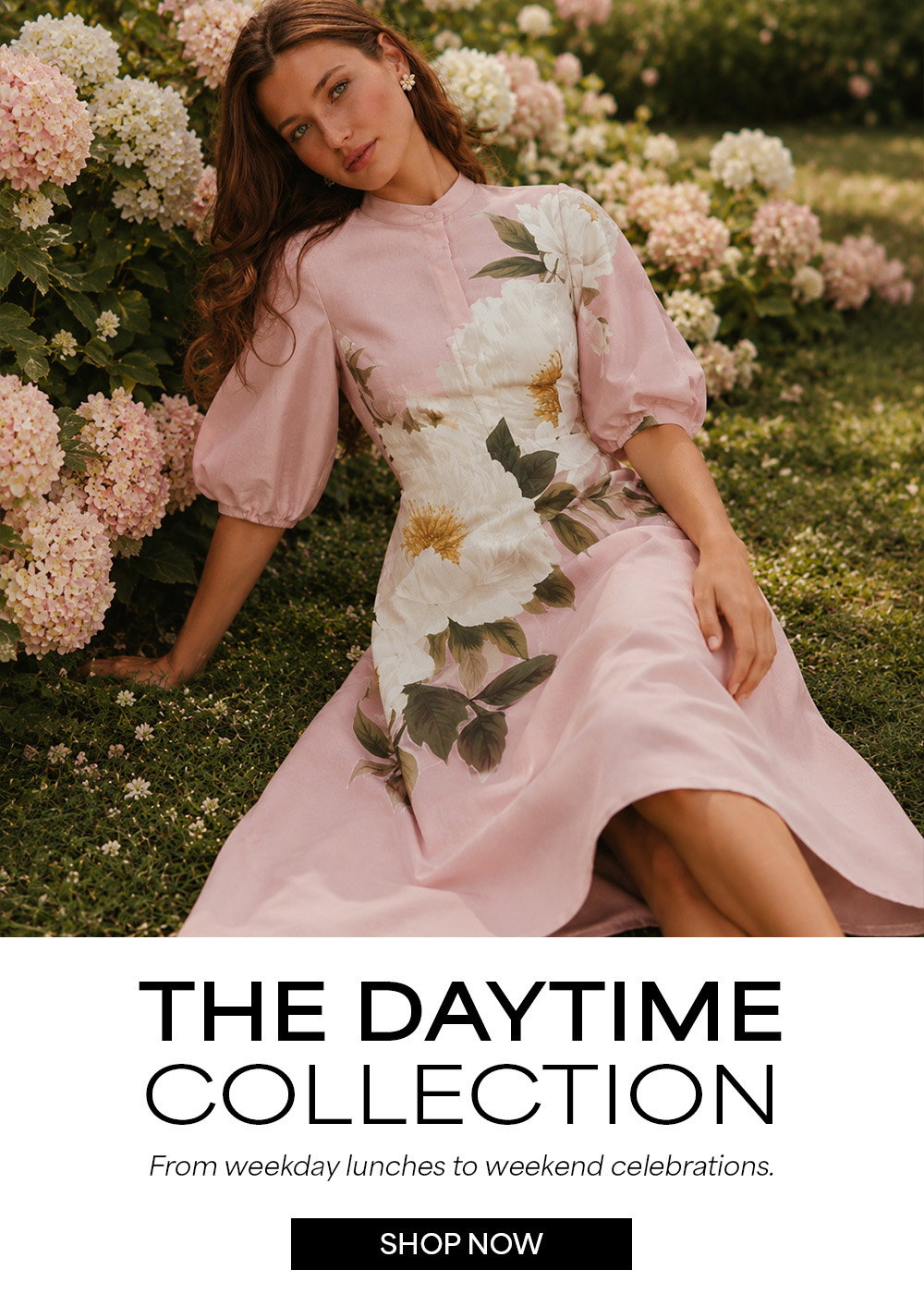 an image of a woman posing in a garden wearing a floral dress