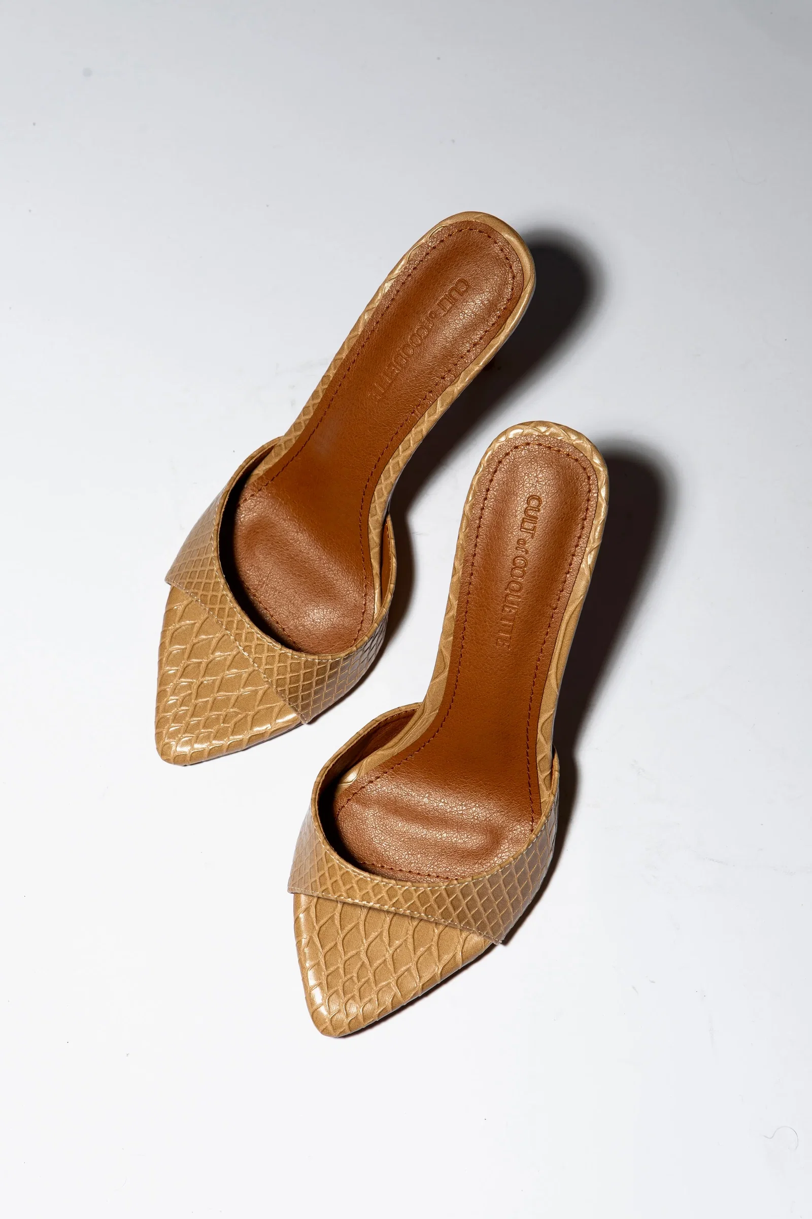 Image of Gia Nude Reptile Vegan Mules 80 mm