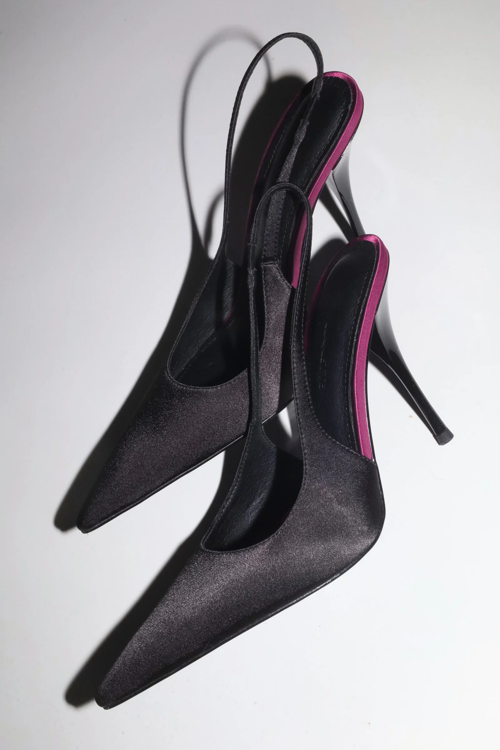 Image of Kylie Black Satin Slingback 105 mm