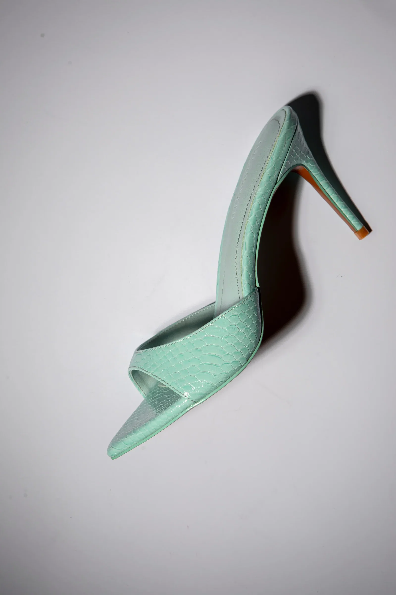 Image of Gia Seafoam Reptile Vegan Mules 80 mm