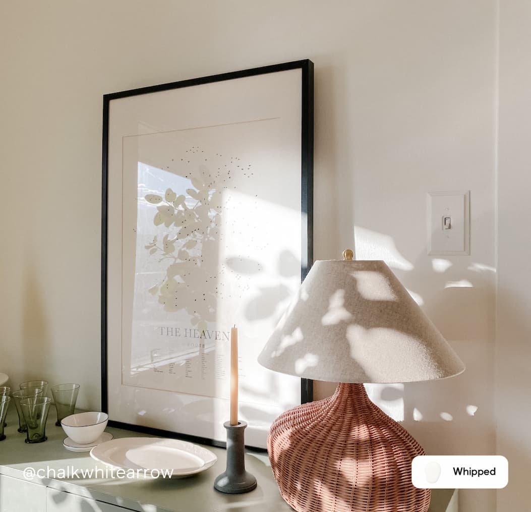 Dining room featuring warm white paint color Whipped
