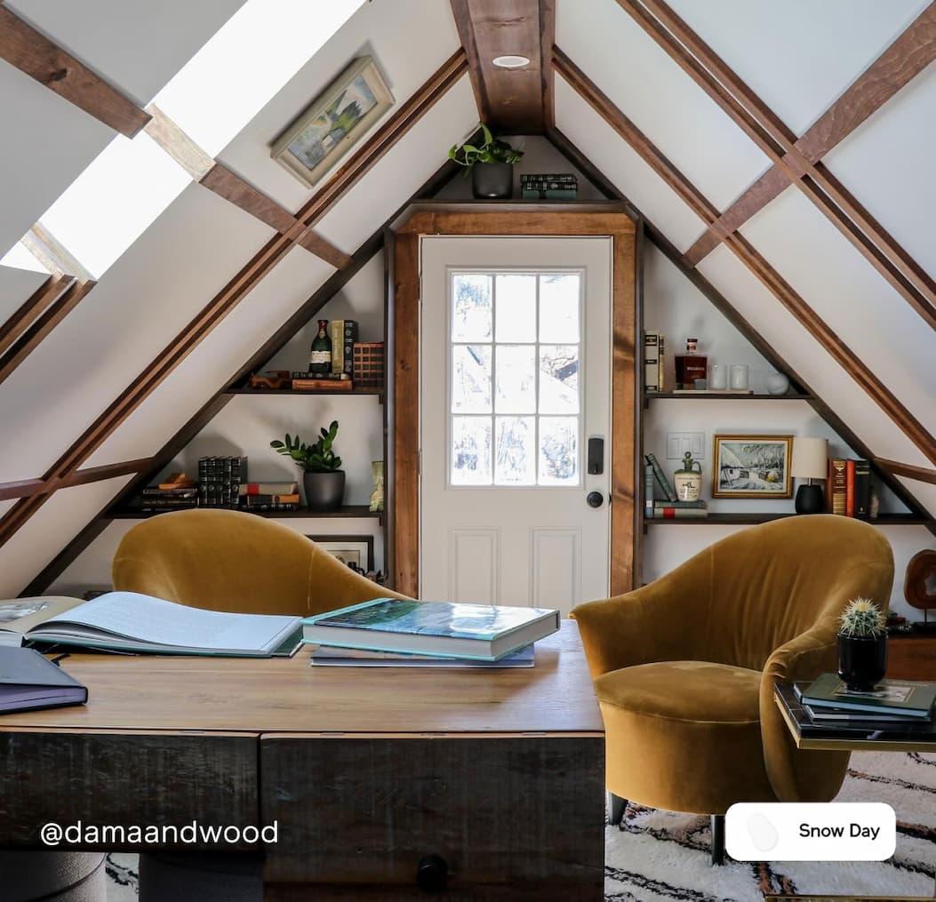 Home office featuring cool white paint color Snow Day