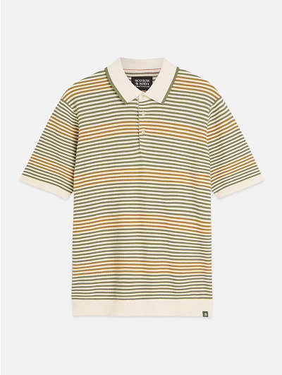 Striped Structured Knitted Regular-Fit Polo
