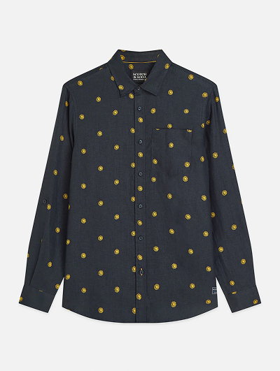 Linen Printed Regular-Fit Shirt
