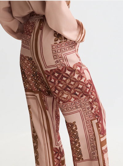 Gia Mid-Rise Wide-Leg Printed Pull-On Pants
