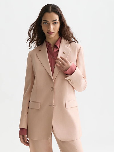 Gabardine Relaxed Single Breasted Blazer