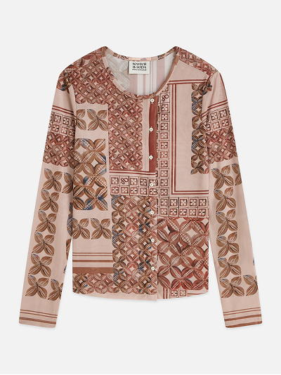 Printed Mesh Long Sleeve T-Shirt