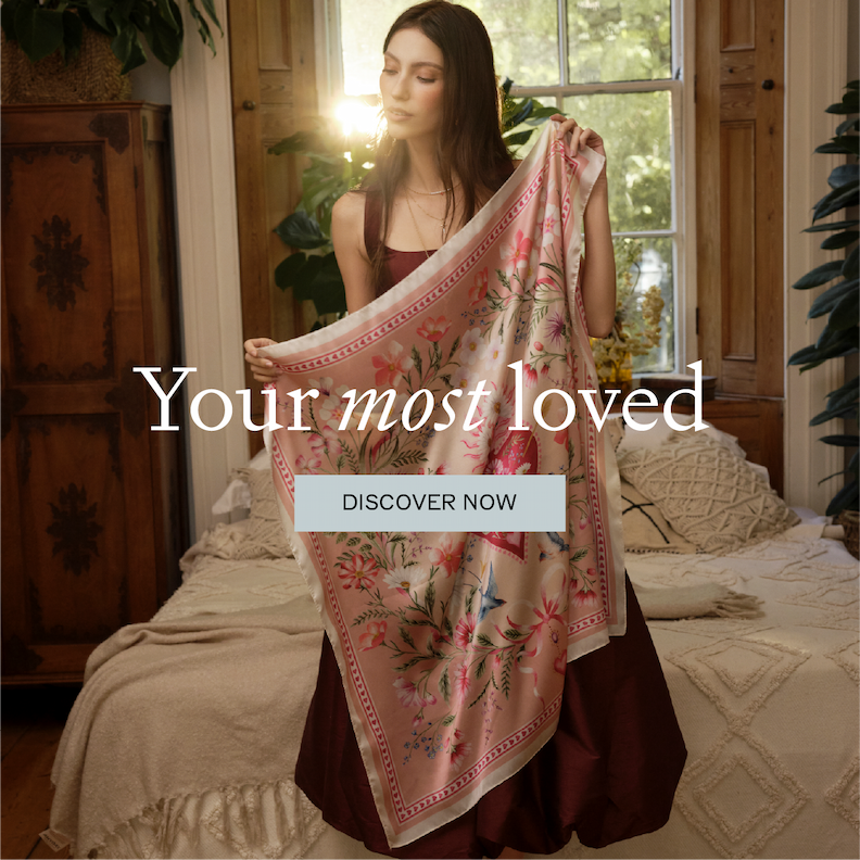 Woman in a dress holding a floral purse, advertising a summer sale up to 50% off.