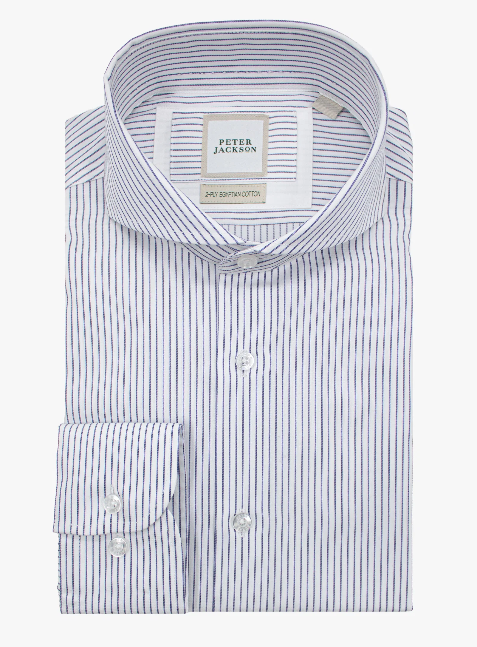 Image of Florence Navy Fine Stripe White Shirt