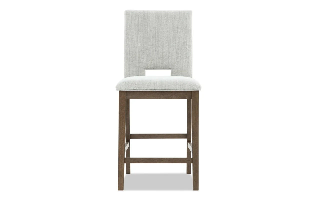 Aria Brown & Gray Solid Back Upholstered Counter Height Stool