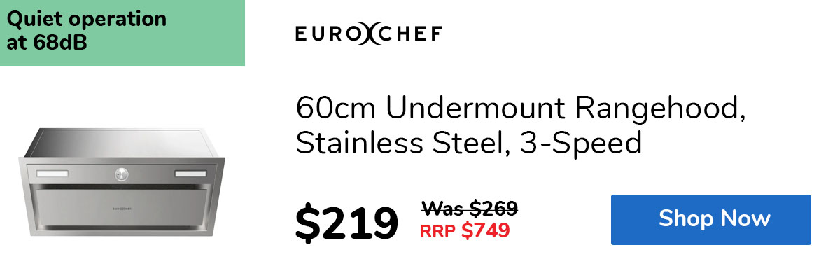 60cm Undermount Rangehood, Stainless Steel, 3-Speed