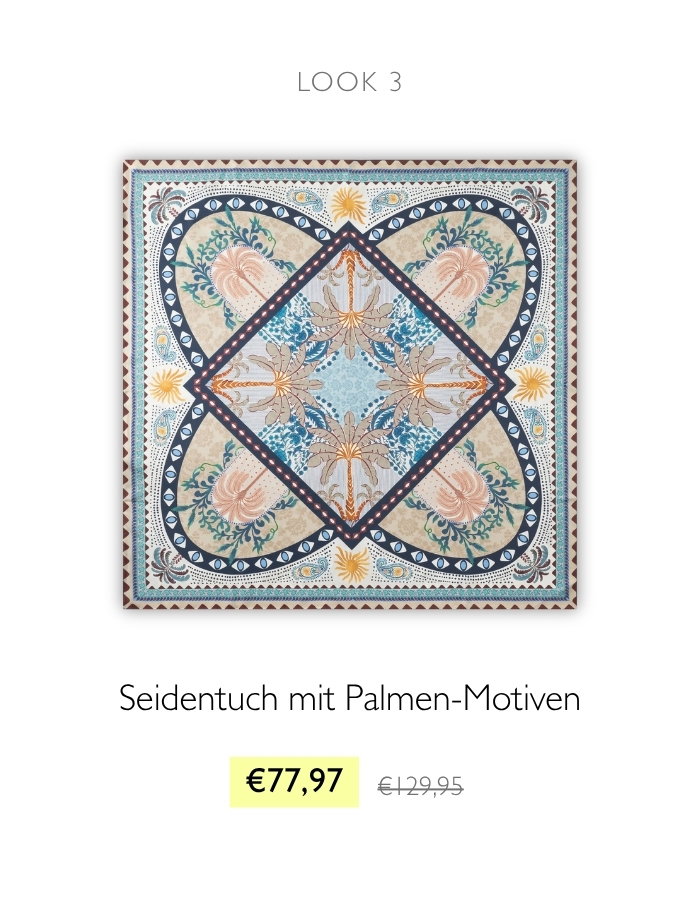 Premium Tuch aus reiner Seide mit Palmen-Motiven
