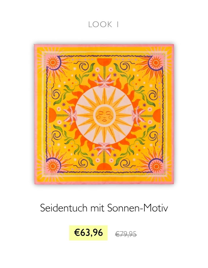 Luxuriöses Tuch aus Pongéseide mit Sonnen-Motiv