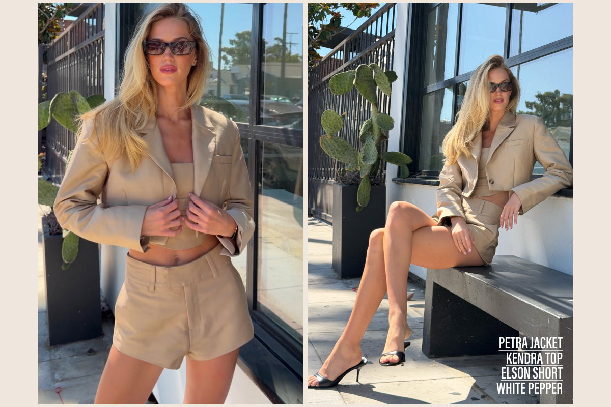 PETRA JACKET KENDRA TOP ELSON SHORT WHITE PEPPER