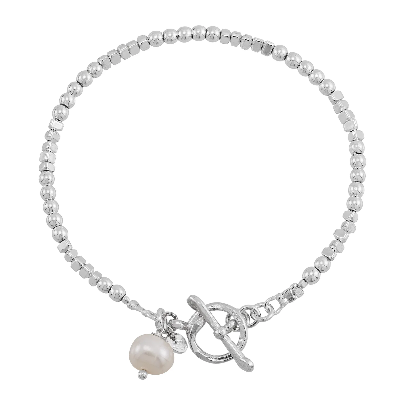 Halo Glow Bracelet, Freshwater Pearl and Hematite