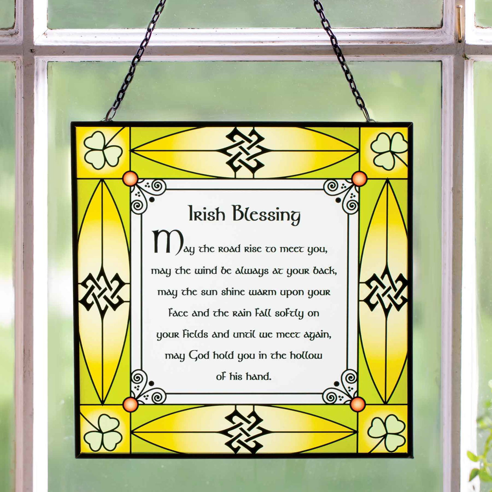 Image of May The Road Rise Irish Blessing Stained Glass Window Panel