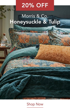 20% Off Morris & Co Honeysuckle & Tulip Bedding in Mulberry & Teal