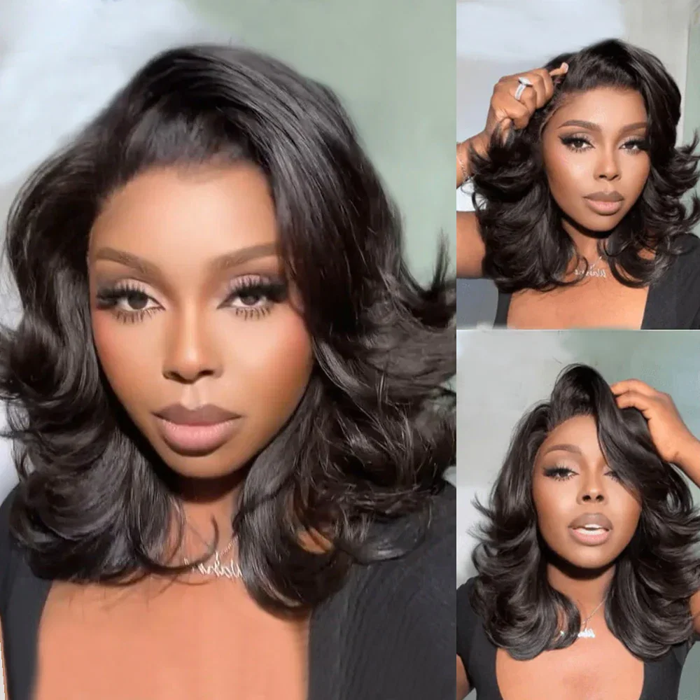Megalook Bogo Free 6x5 Invisible Knots Short Body Wave Bob Wigs With Pre-Cut Lace Natural Hairline