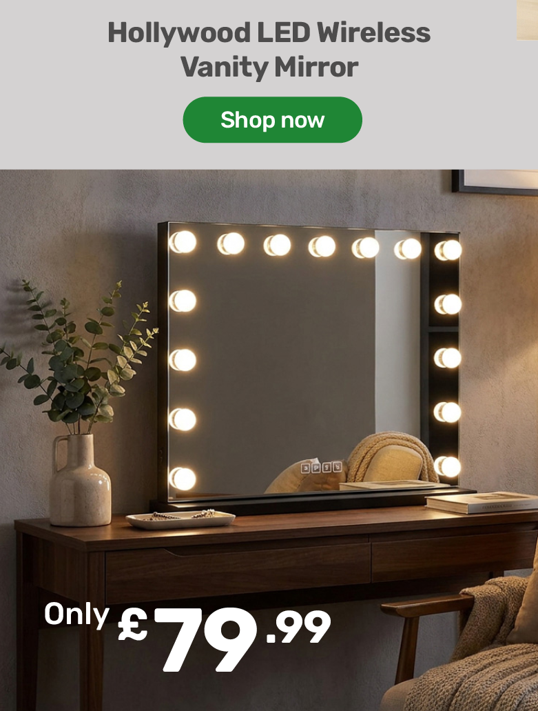 Hollywood LED Wireless Vanity Mirror Black. £79.99