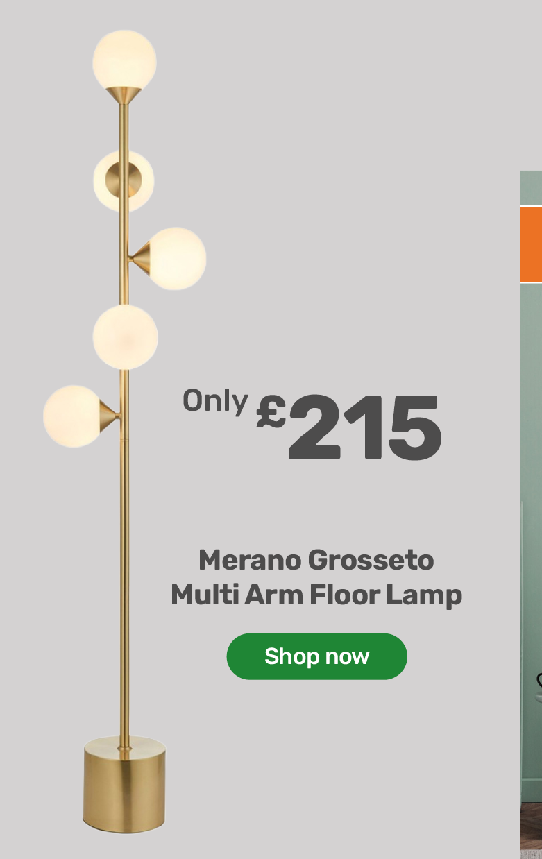  Satin Brass Plate Gloss White Multi Arm Floor Lamp. £215