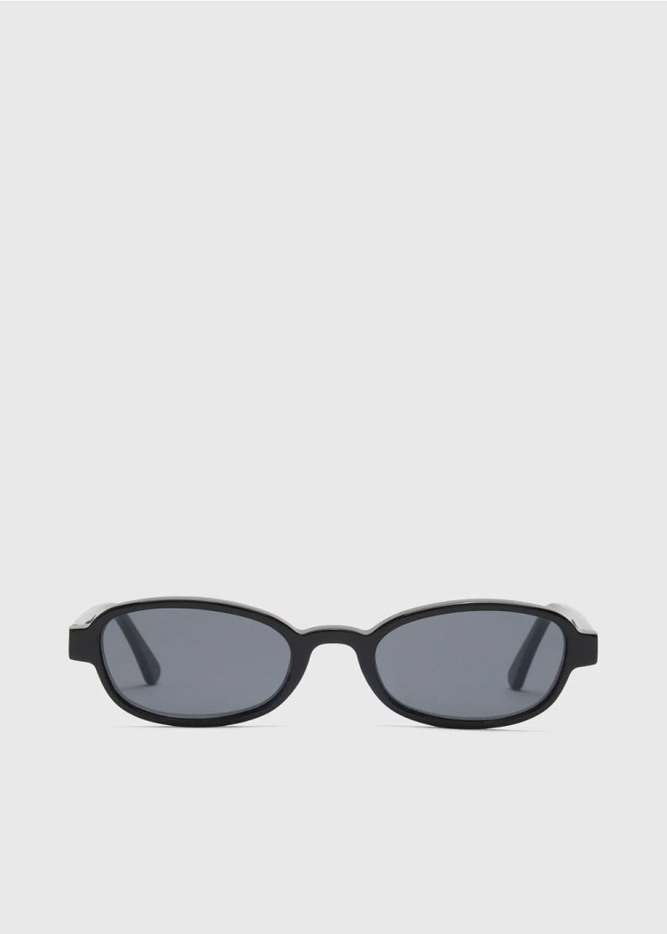 Black Slim Oval Sunglasses