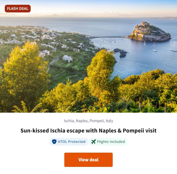 Sun-kissed Ischia escape with Naples & Pompeii visit