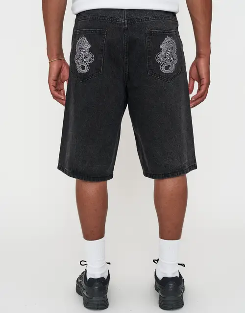 Dragons Embroidered Baggy Fit Jorts